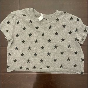 CROPPED GREY WITH BLACK STARTS TEE SHIRT